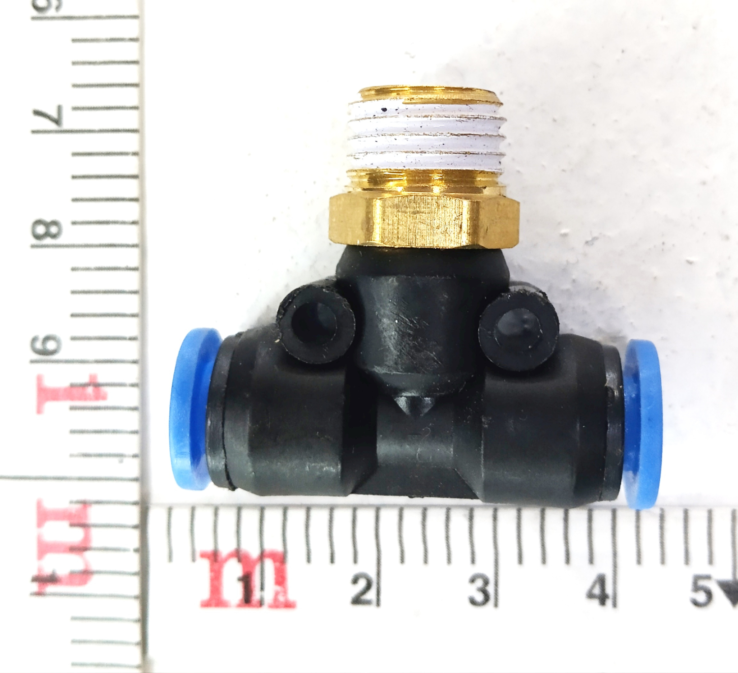 Фитинг трубок Т-образный d=6 М10х1/4, наружняя резьба металлическая