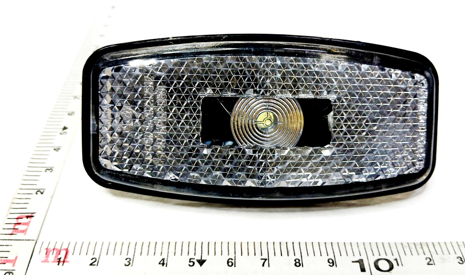 Фонарь габаритный белый L-50 узкий нового образца 12/24 В маркетный ФГ-07