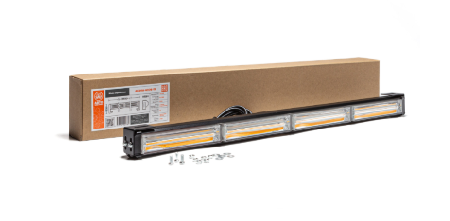 Маяк-стробоскоп Спецтехника 12/24 В, 24 Вт, 1 сторона, 4 блока, 18 реж, 590х40х50 / АВТОЭЛЕКТРИКА