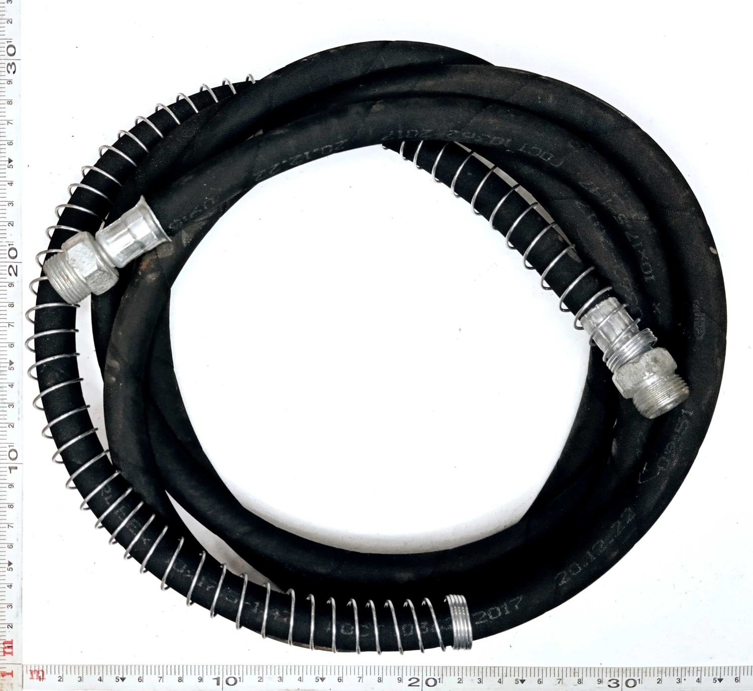 Шланг прицепа 3,5 м в тканевой оплетке, в пружине штуцер-штуцер