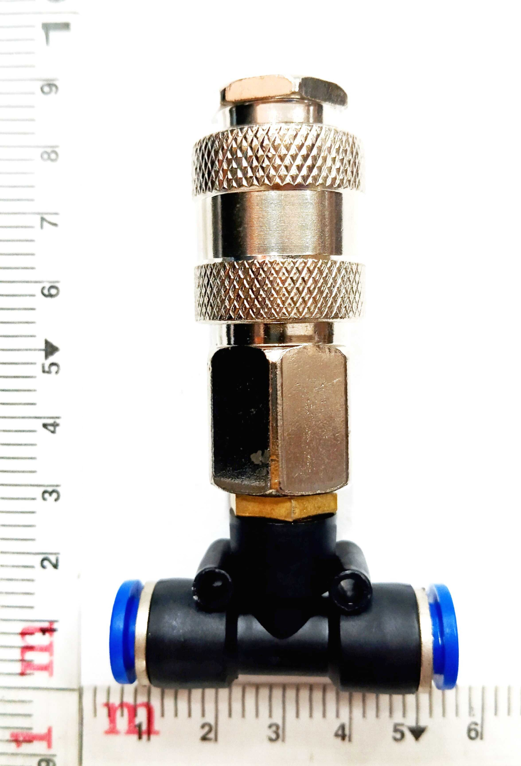 Фитинг трубок Т-образный 8 мм на 2-е стороны + муфта подбыстросьем пневматический